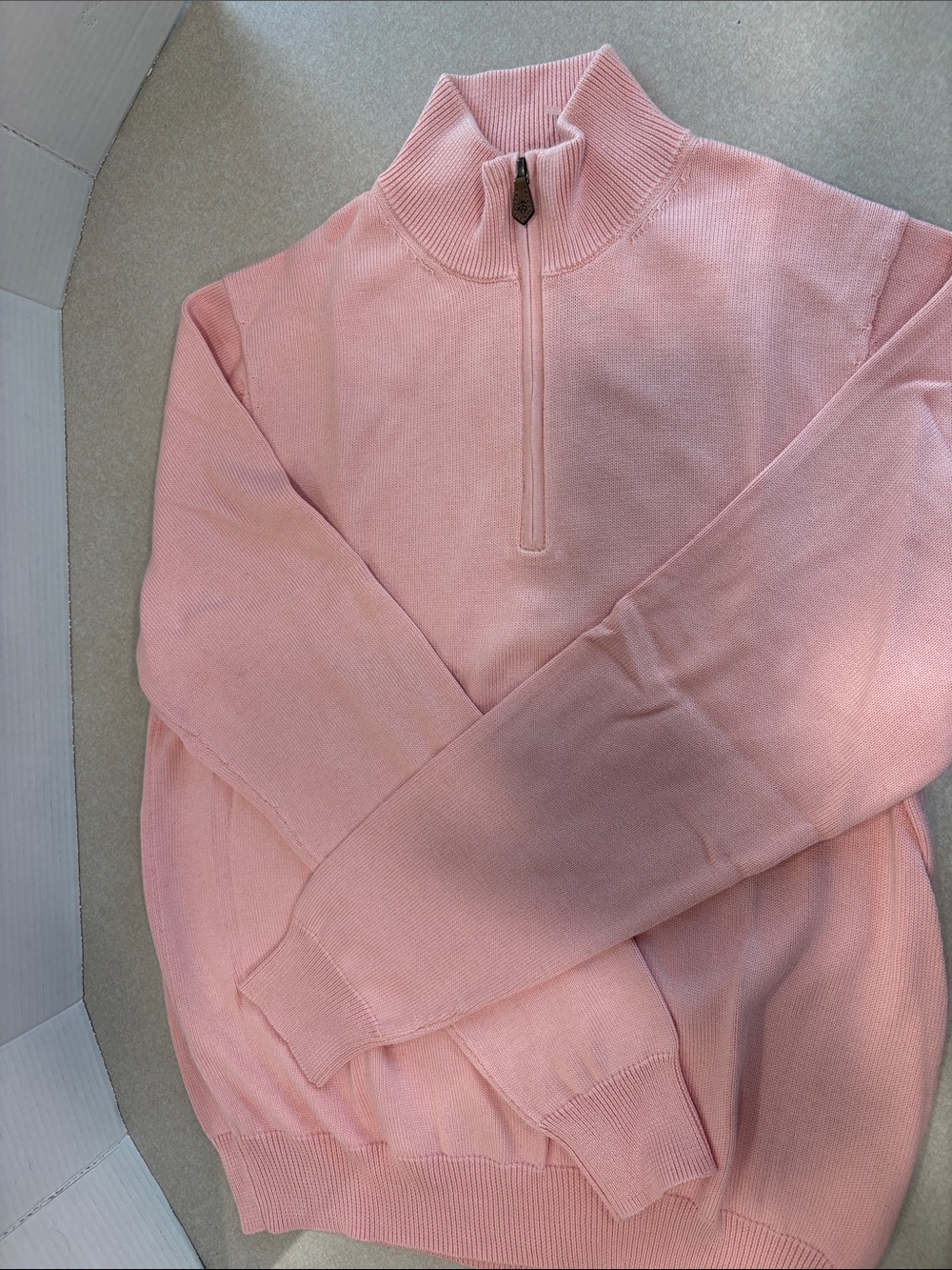 Brooks Brothers Pink Half-Zip Mock Neck Sweater